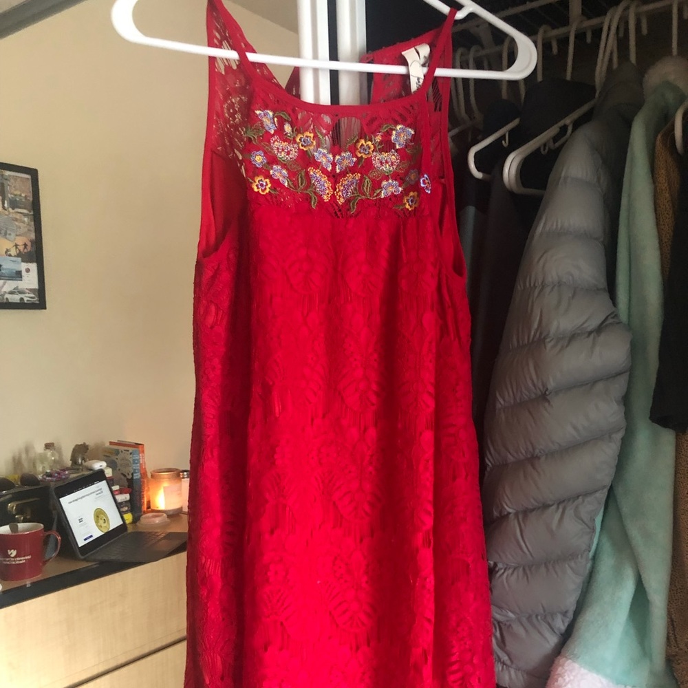 Floral Red Dress